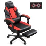 Gaming Chair for Adults: Ergonomic Red Chair with Footrest & Massage Lumbar